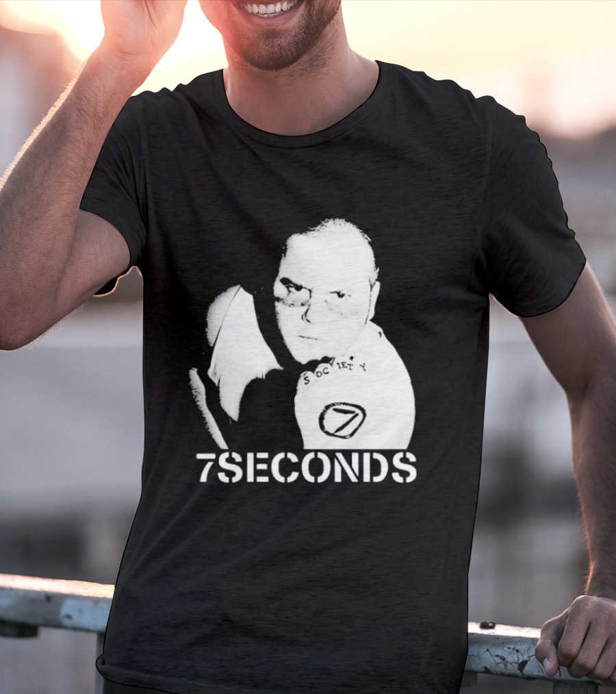 7 Seconds Society SBG White Text Fighter Pose T-Shirt