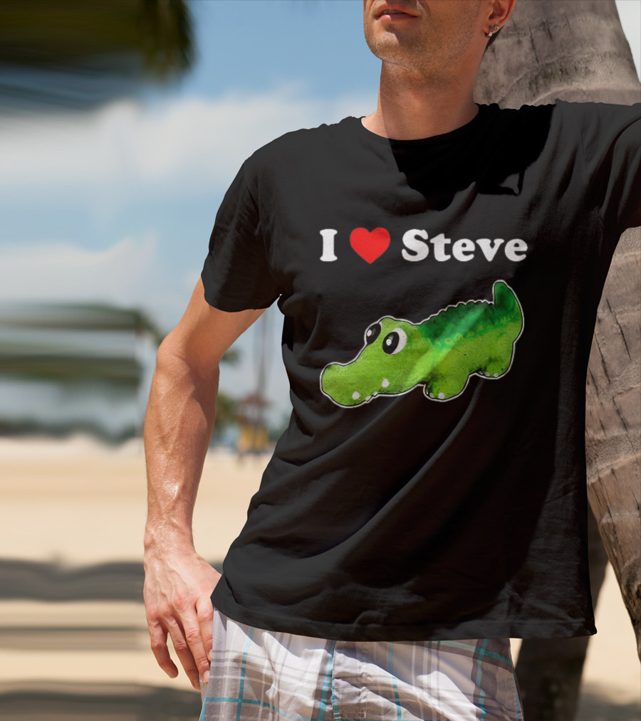 I Love Steve Cute Green Cartoon Gator T-Shirt