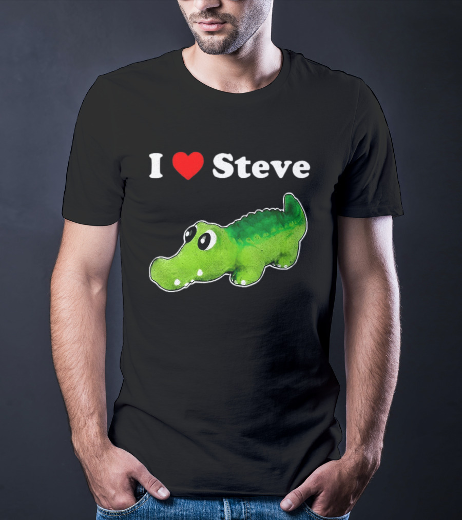 I Love Steve Cute Green Cartoon Gator T-Shirt