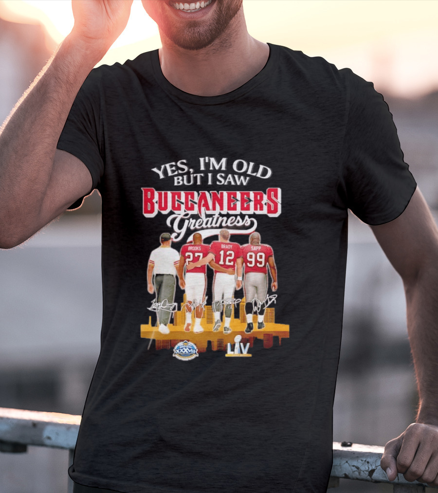 Tampa Bay Buccaneers Greatness Brooks Brady Sapp Super Bowl XXXVII LIV Champions T-Shirt