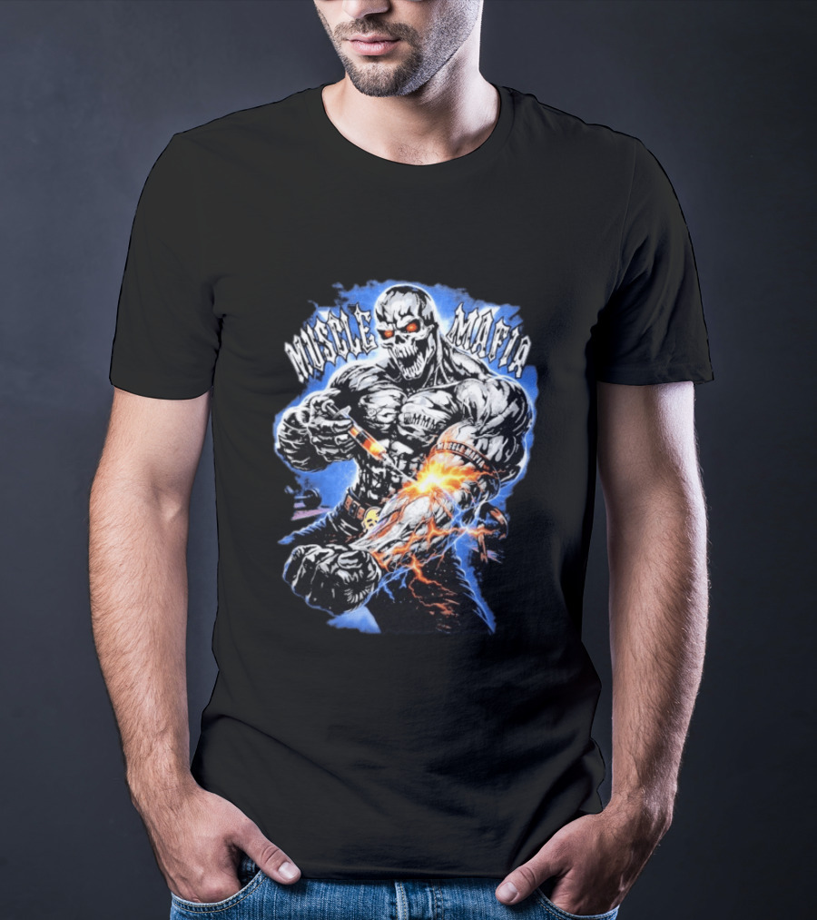 Warren Lotas Muscle Mafia Steroid Skull Injecting Lightning Bulging Veins T-Shirt