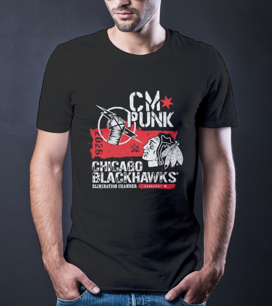 CM Punk Chicago Blackhawks Elimination Chamber February 28 T-Shirt