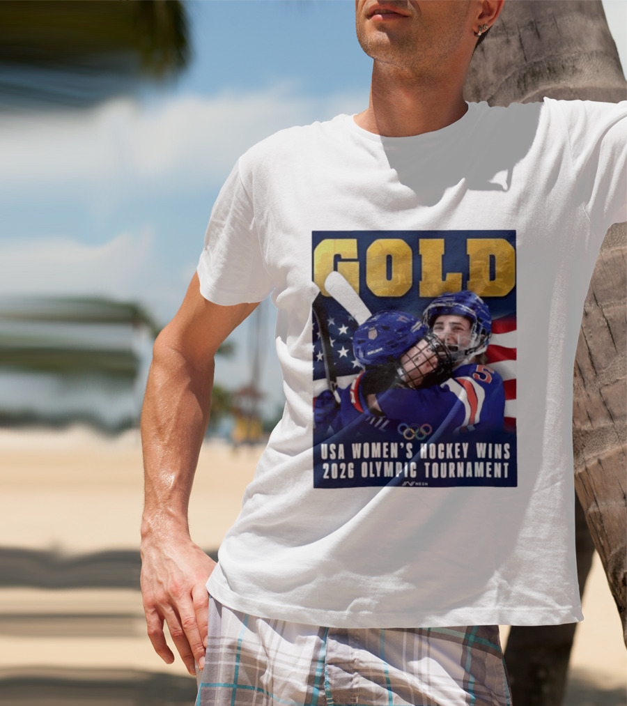 Gold USA Women's Hockey Victory 2026 Olympic Champions T-Shirt