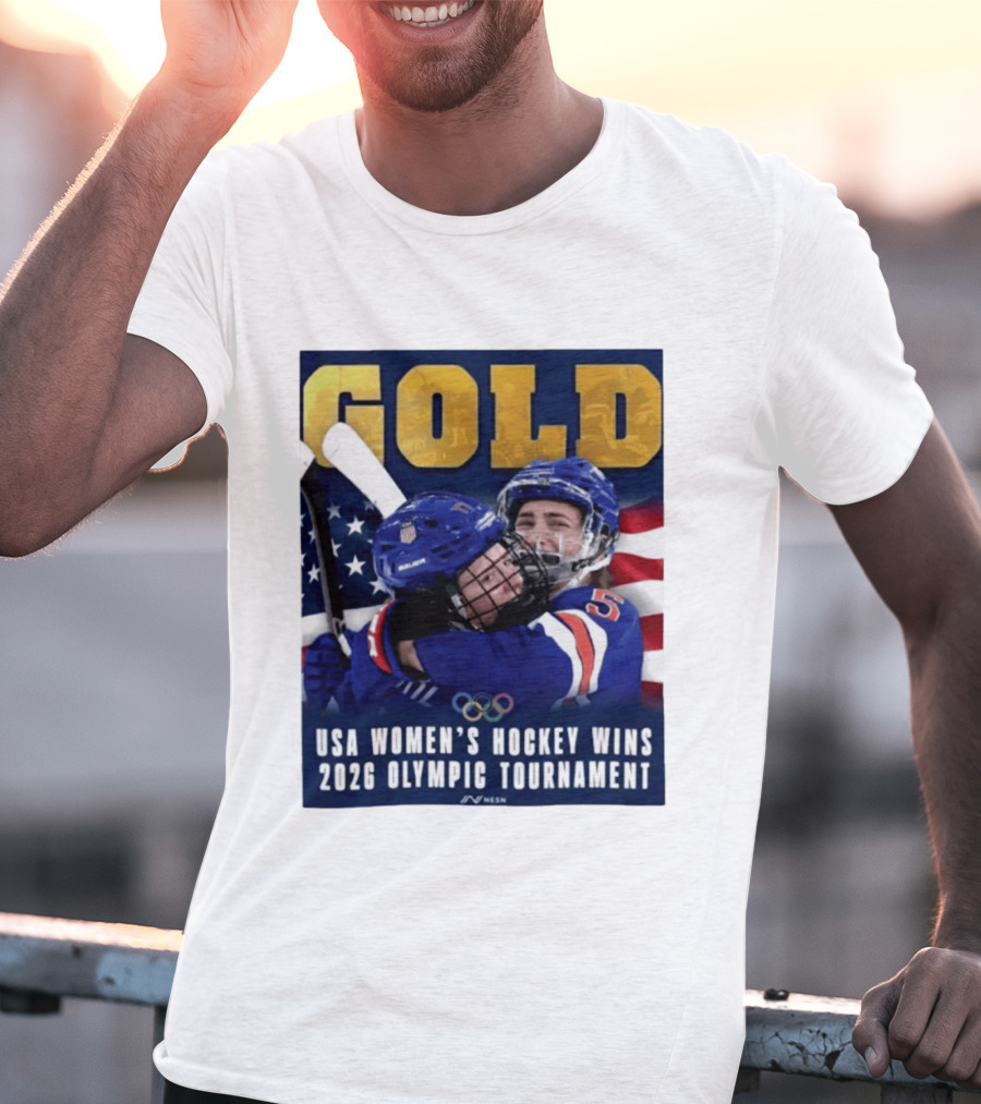 Gold USA Women's Hockey Victory 2026 Olympic Champions T-Shirt