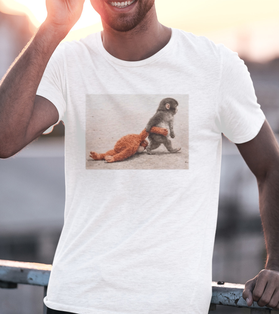 Punch The Monkey Carrying Stuffed Toy Monkey T-Shirt