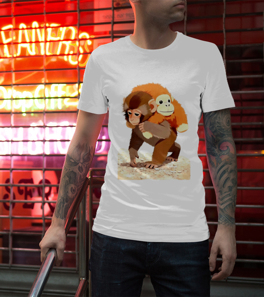 Save Punch Baby Monkey Plush Lonely Monkey Holding Toy T-Shirt