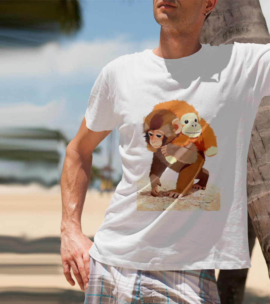 Save Punch Baby Monkey Plush Lonely Monkey Holding Toy T-Shirt