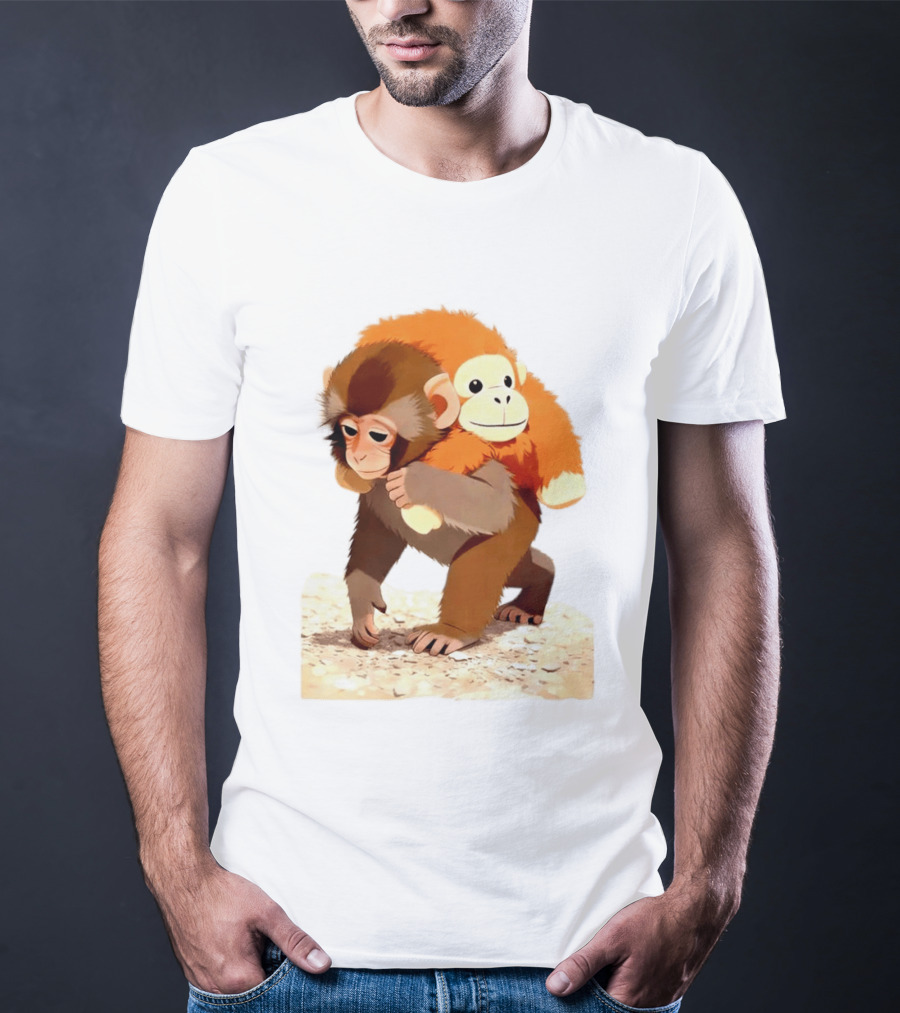 Save Punch Baby Monkey Plush Lonely Monkey Holding Toy T-Shirt