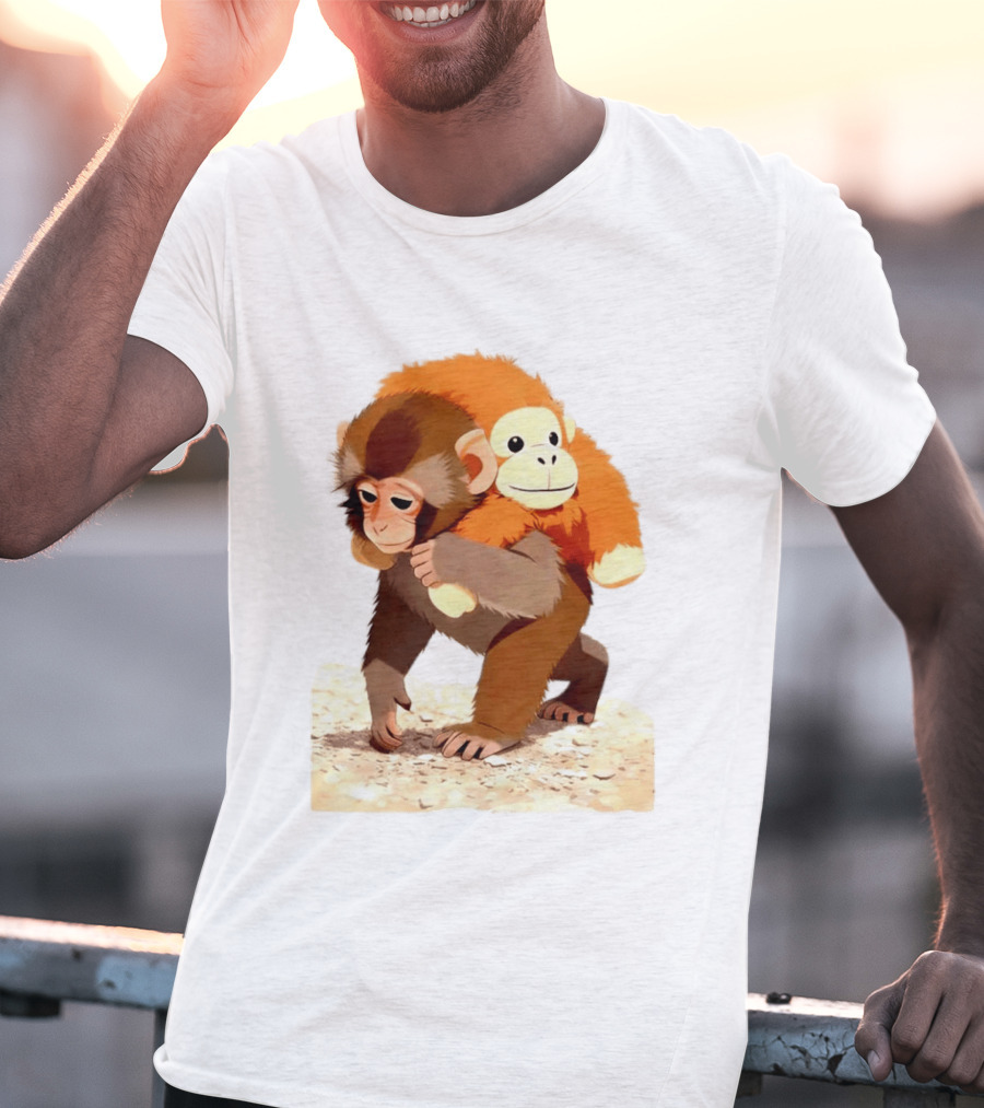 Save Punch Baby Monkey Plush Lonely Monkey Holding Toy T-Shirt