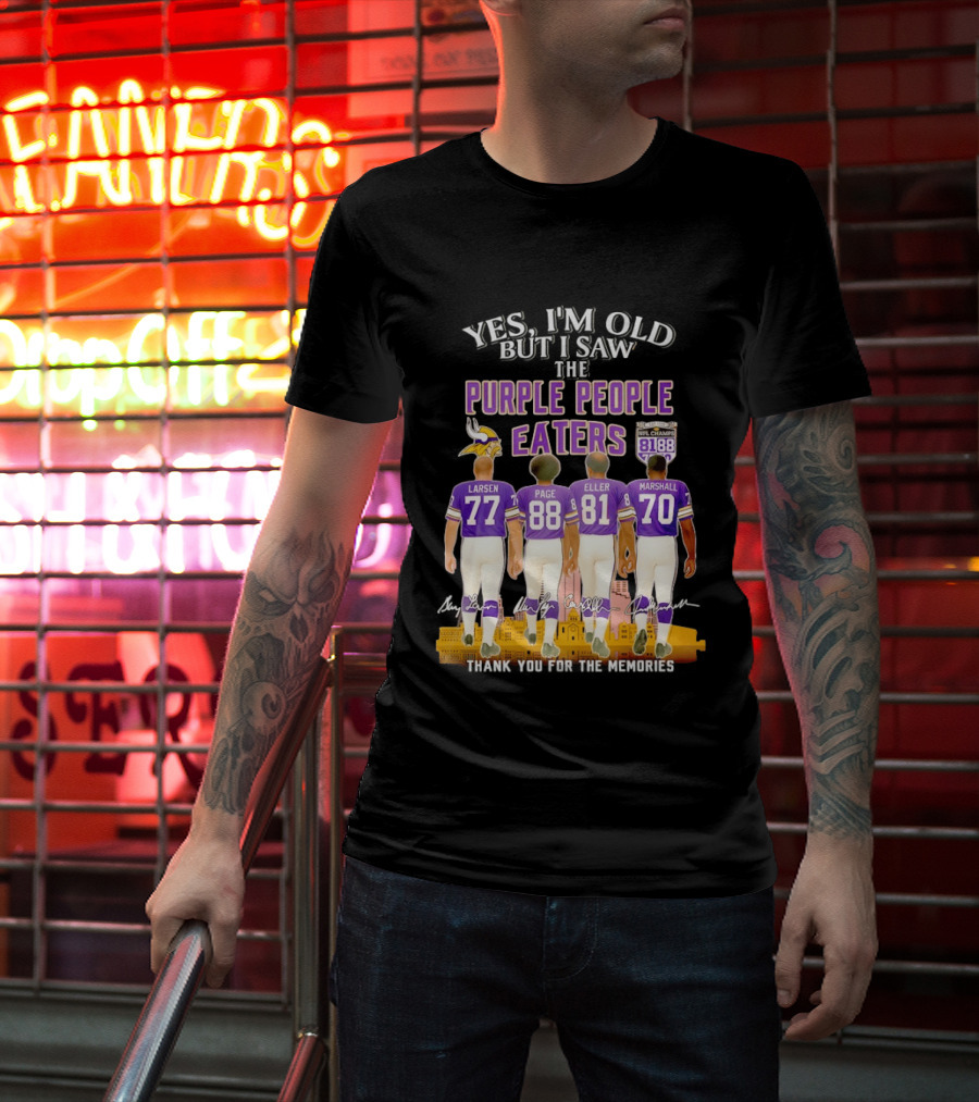 Minnesota Vikings Purple People Eaters NFL Champs City Skyline Marshall Eller Page Larsen T-Shirt