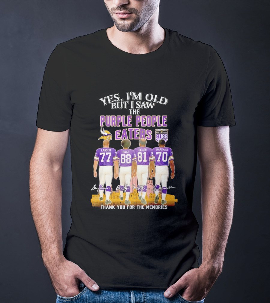Minnesota Vikings Purple People Eaters NFL Champs City Skyline Marshall Eller Page Larsen T-Shirt