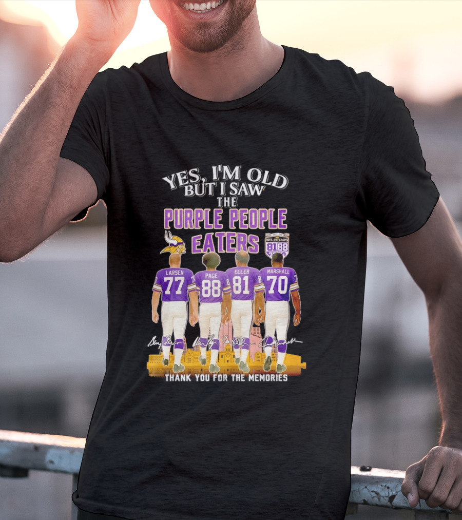 Minnesota Vikings Purple People Eaters NFL Champs City Skyline Marshall Eller Page Larsen T-Shirt
