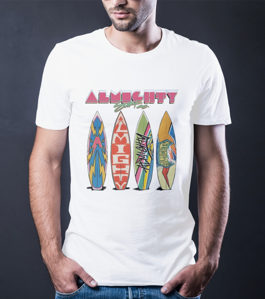 Almighty Surf Co Bold Colorful Surfboards T-Shirt