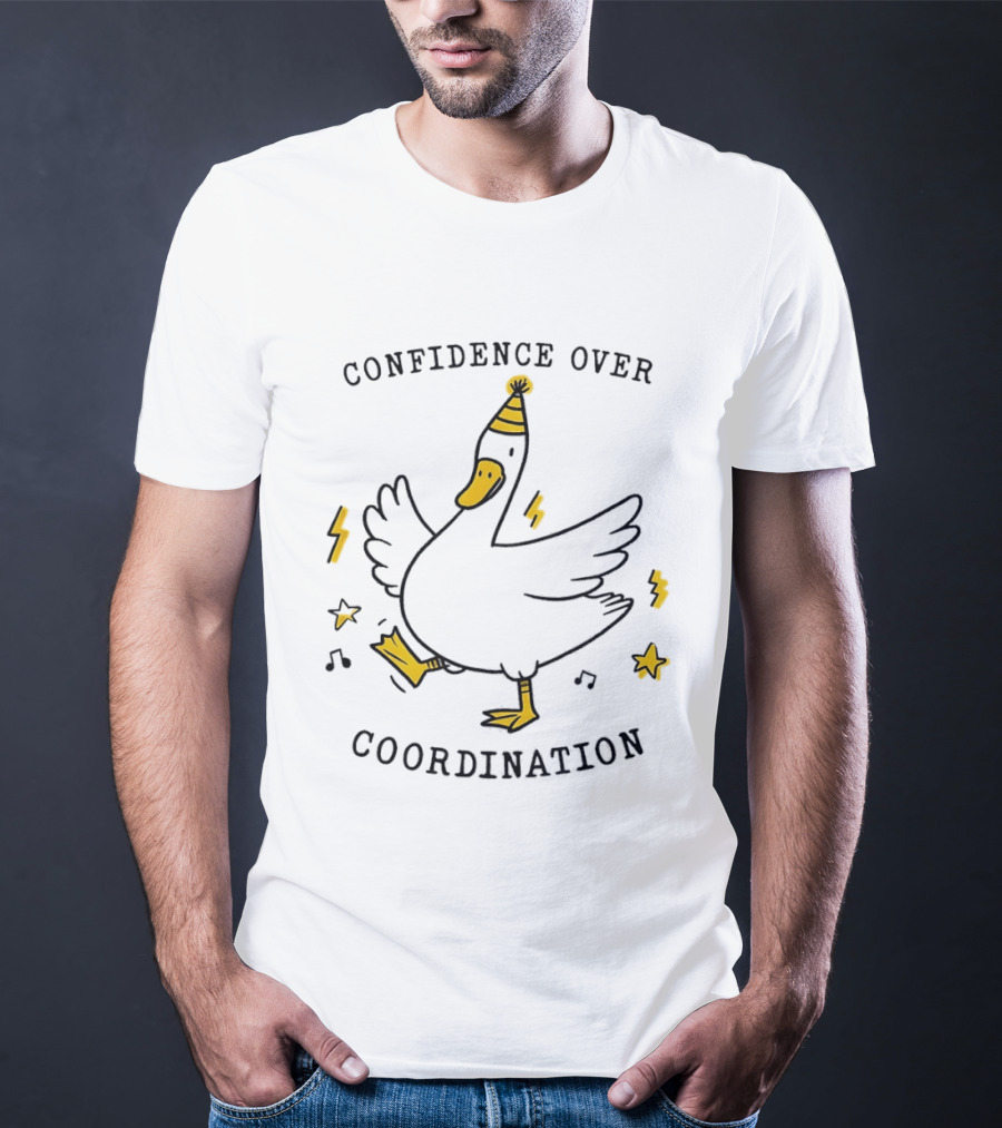 Confidence Over Coordination Goose Party Hat And Lightning T-Shirt