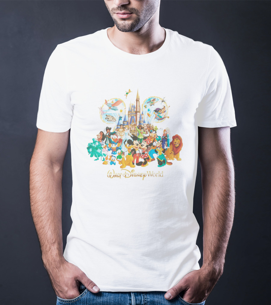 Walt Disney World Mickey Mouse Cinderella Castle Classic Characters Dumbo Tinker Bell Simba Elsa T-Shirt