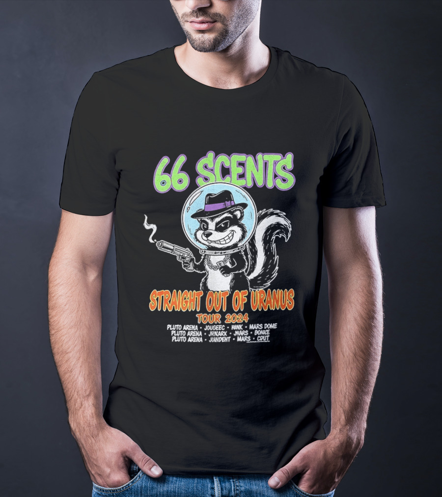 66 Scents Straight Out Of Uranus Tour 2024 Skunk Smoking Gun Adventure T-Shirt
