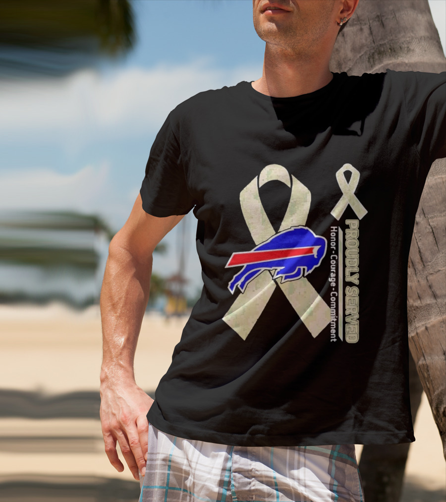 Buffalo Bills Support Honor Courage Commitment Ribbon T-Shirt