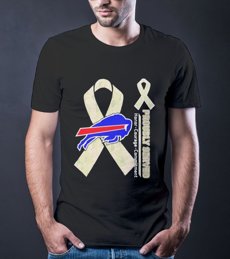 Buffalo Bills Support Honor Courage Commitment Ribbon T-Shirt