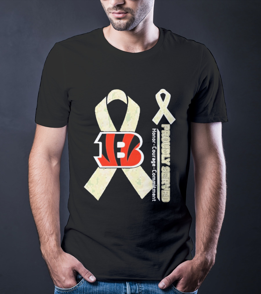 Cincinnati Bengals Honor Courage Commitment Proudly Served Ribbon T-Shirt