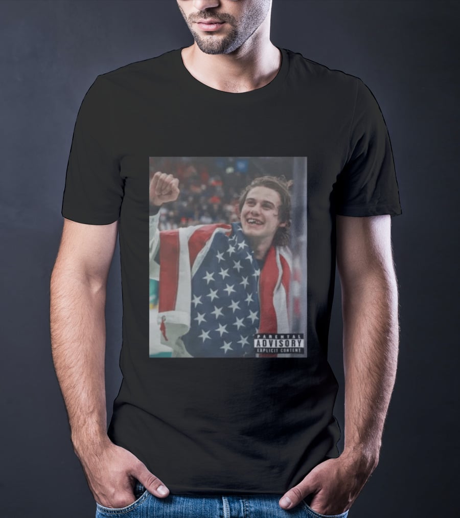 Parental Advisory USA Flag Jack Hughes Lost Teeth T-Shirt