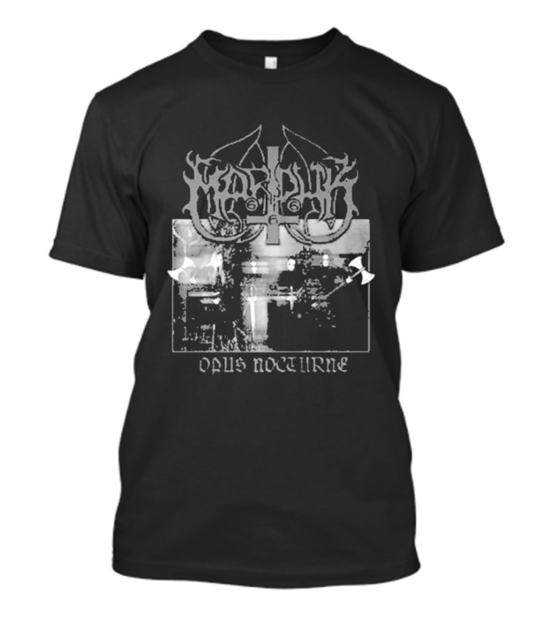 Marduk Opus Nocturne Album Cover With Cross And Inverted Pentagram T-Shirt