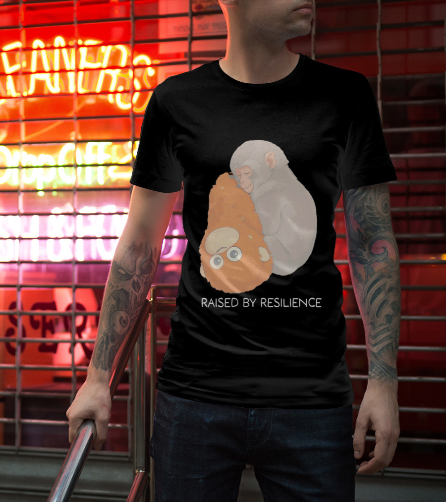 Monkey Cuddling Teddy Raised By Resilience T-Shirt