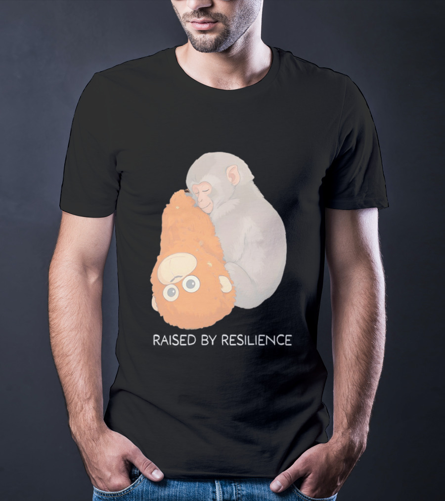 Monkey Cuddling Teddy Raised By Resilience T-Shirt