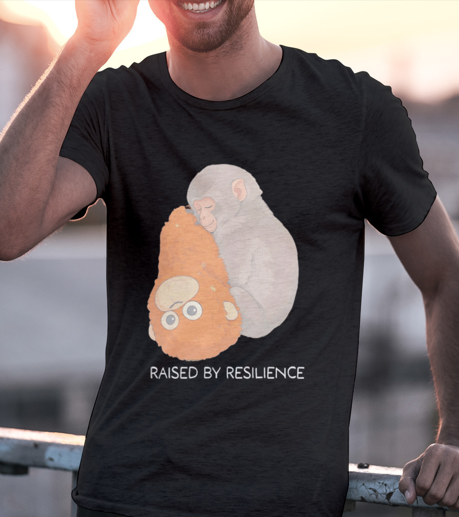 Monkey Cuddling Teddy Raised By Resilience T-Shirt