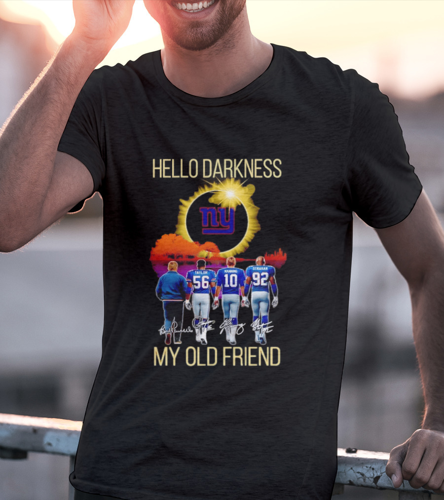 New York Giants Manning Taylor Strahan Hello Darkness NFL T-Shirt