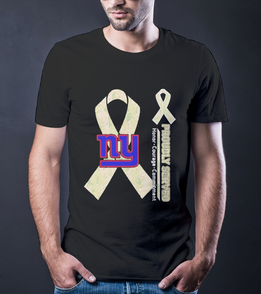 New York Giants NY Ribbon Honor Courage Commitment Proudly Served T-Shirt