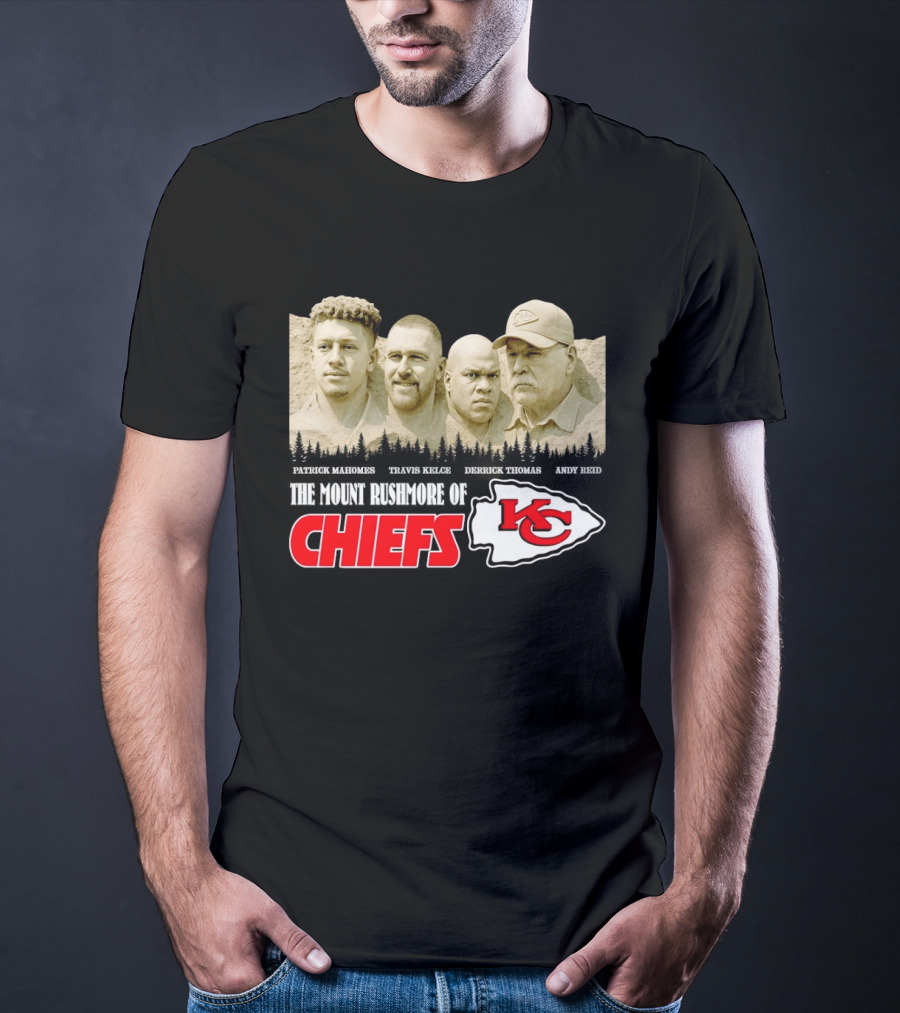 Patrick Mahomes Travis Kelce Derrick Thomas Andy Reid Kansas City Chiefs Mount Rushmore T-Shirt