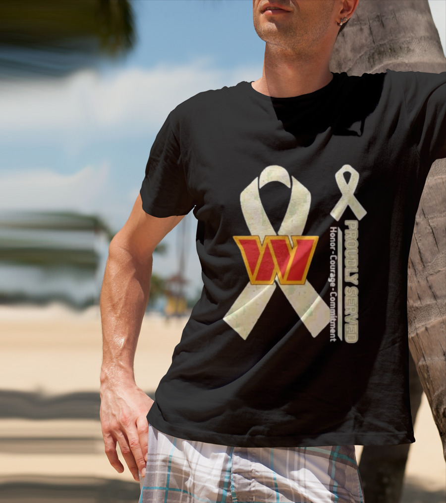 Washington Commanders Breast Cancer Awareness Proudly Served Honor Courage Commitment T-Shirt