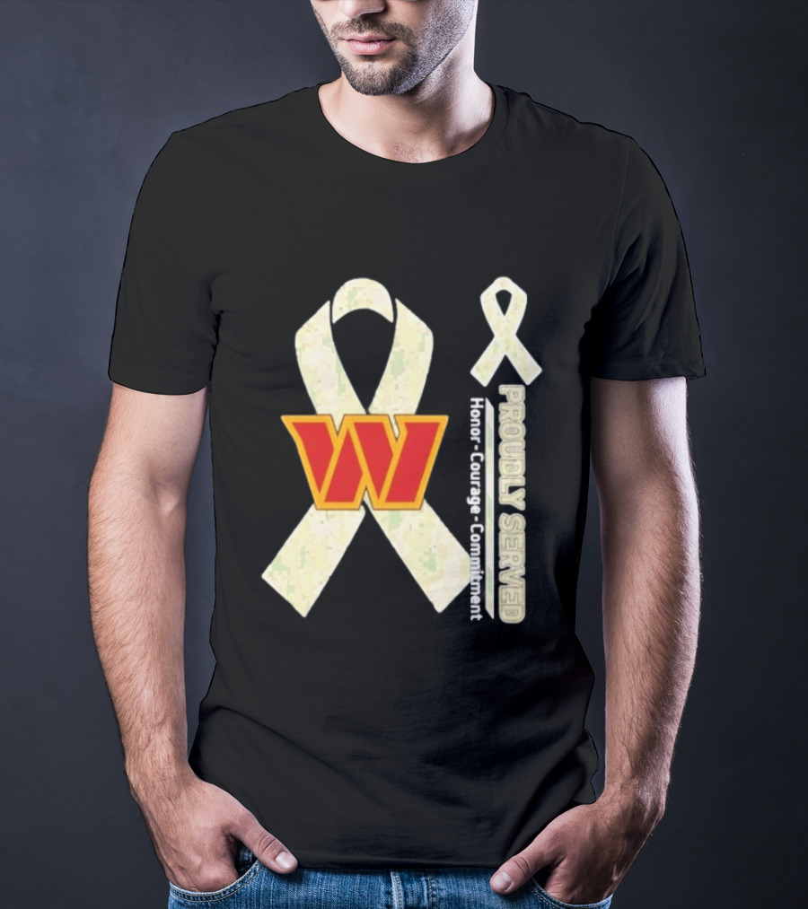 Washington Commanders Breast Cancer Awareness Proudly Served Honor Courage Commitment T-Shirt