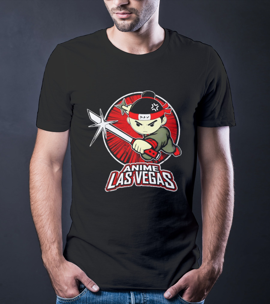 Anime Las Vegas Ninja Warrior With Sword And Headband T-Shirt
