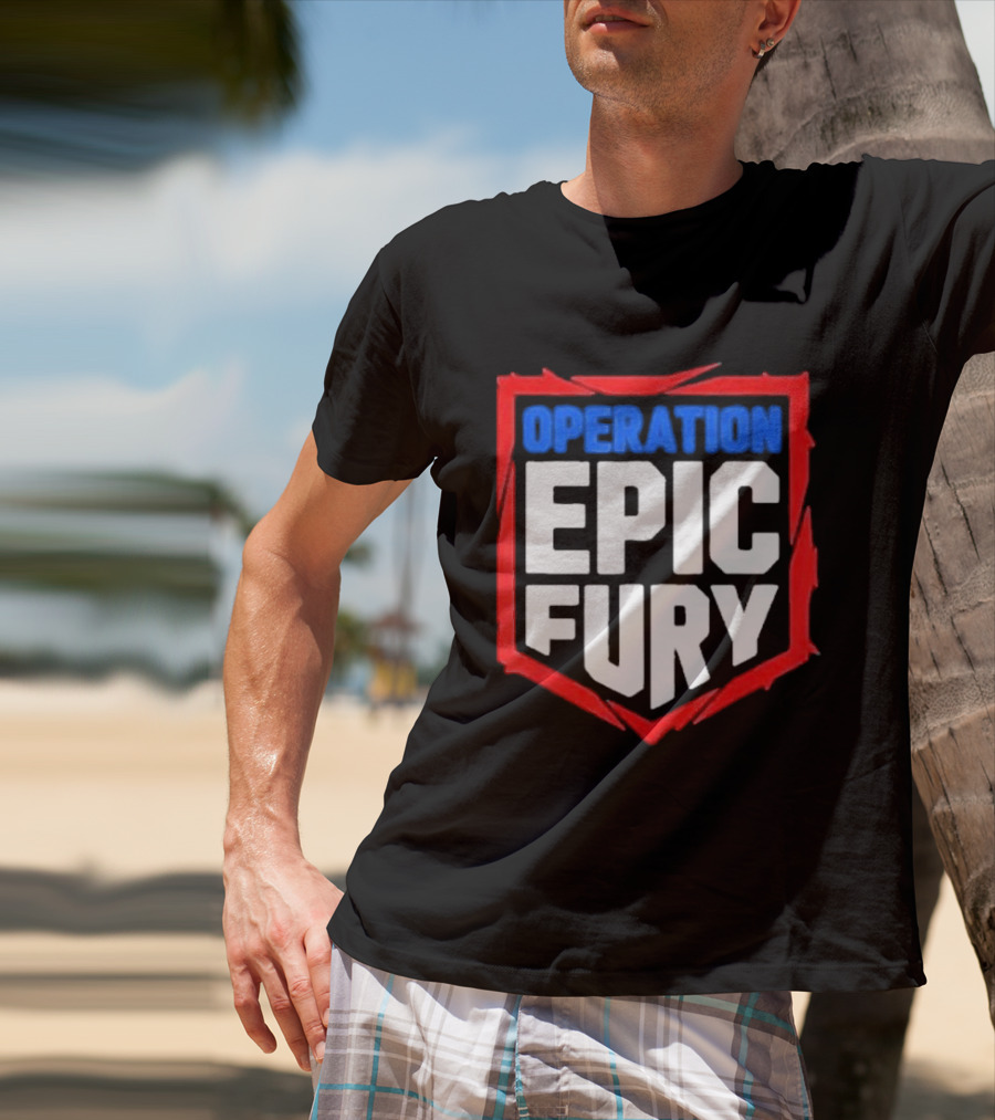 Operation Epic Fury Bold Patriotic Text Shield T-Shirt