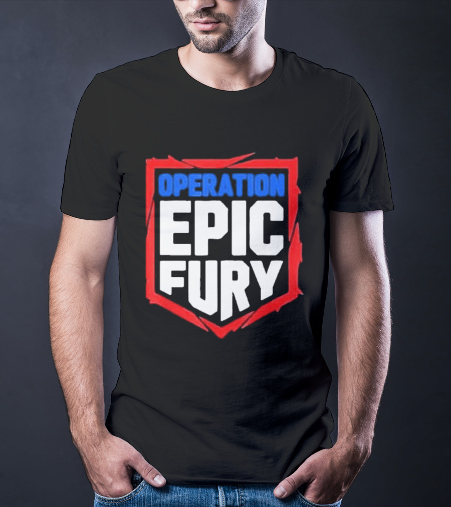 Operation Epic Fury Bold Patriotic Text Shield T-Shirt