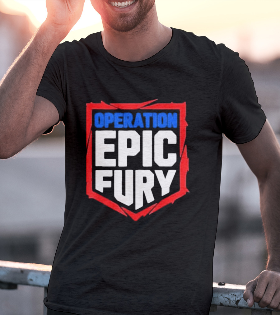 Operation Epic Fury Bold Patriotic Text Shield T-Shirt