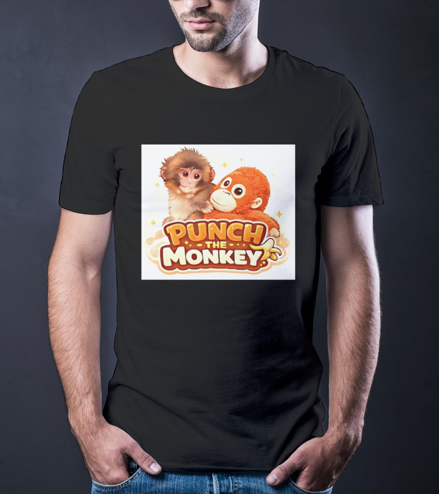 Punch The Monkey Hugging Stuffed Toy Monkey T-Shirt