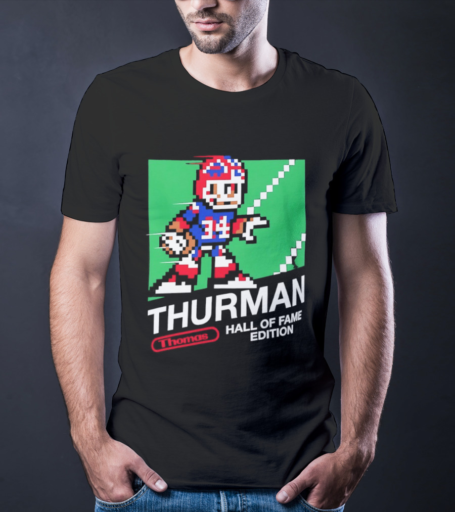 Thurman 34 Hall Of Fame Edition Buffalo Bills Pixel Art Retro Football T-Shirt
