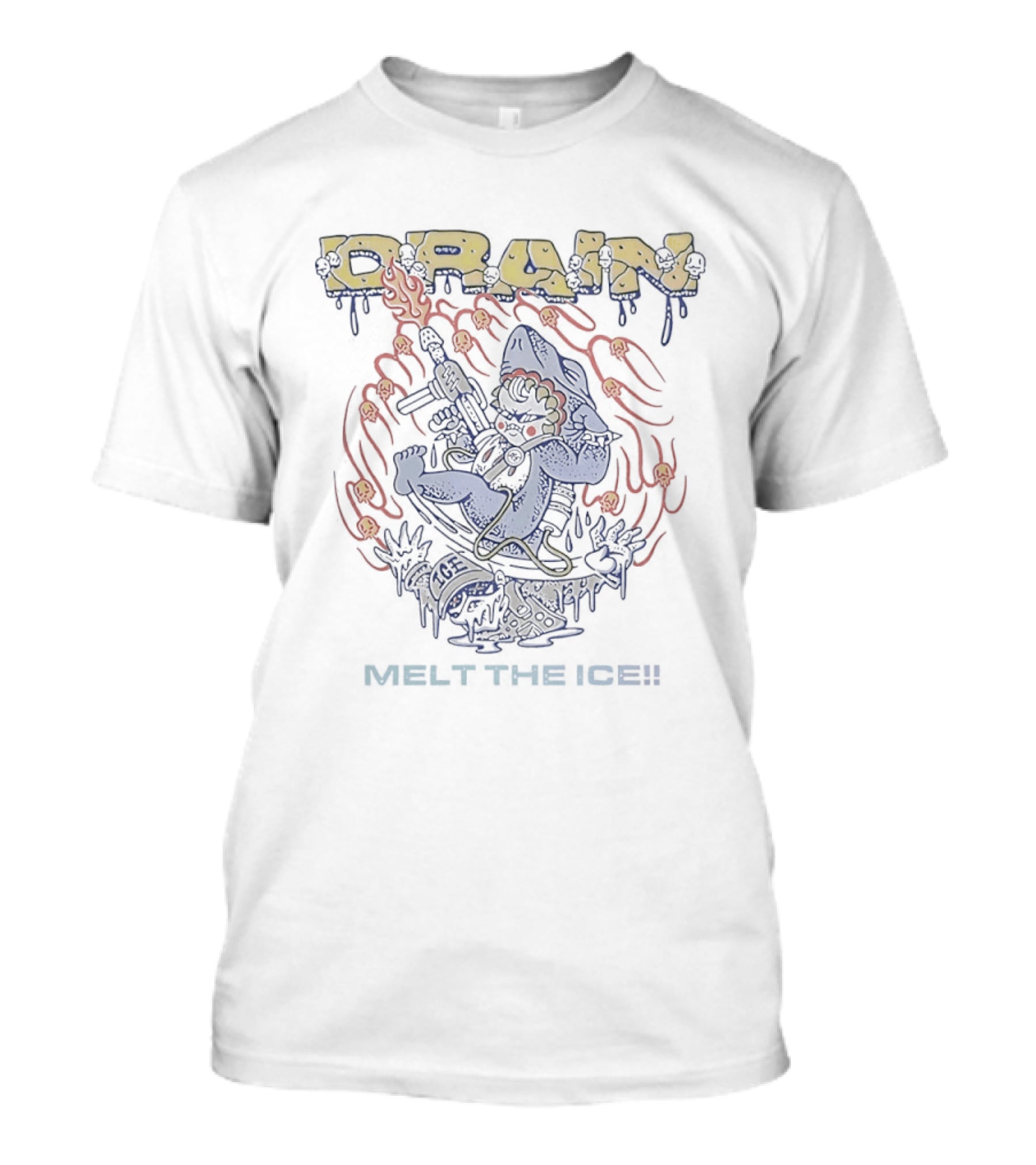 DRain Baby Shark Holding Fire Gun Melt The ICE T-Shirt