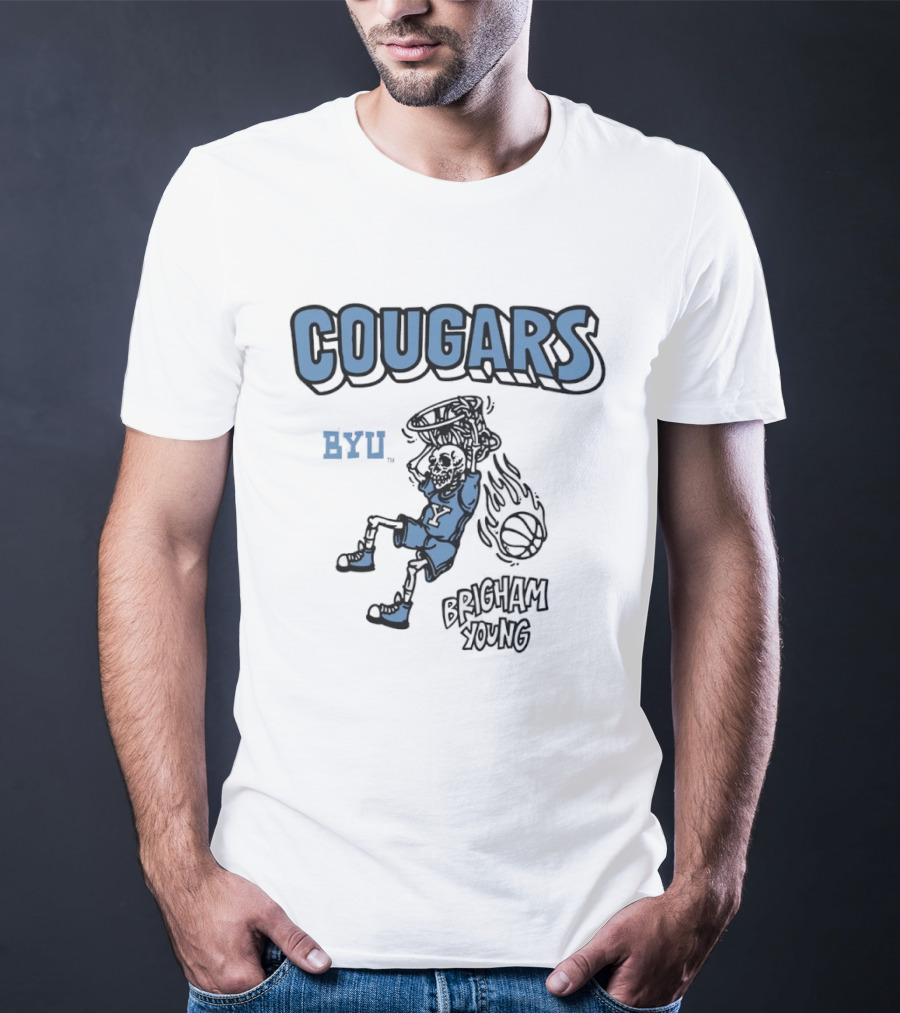 BYU Cougars Skeleton Brigham Young Basketball T-Shirt