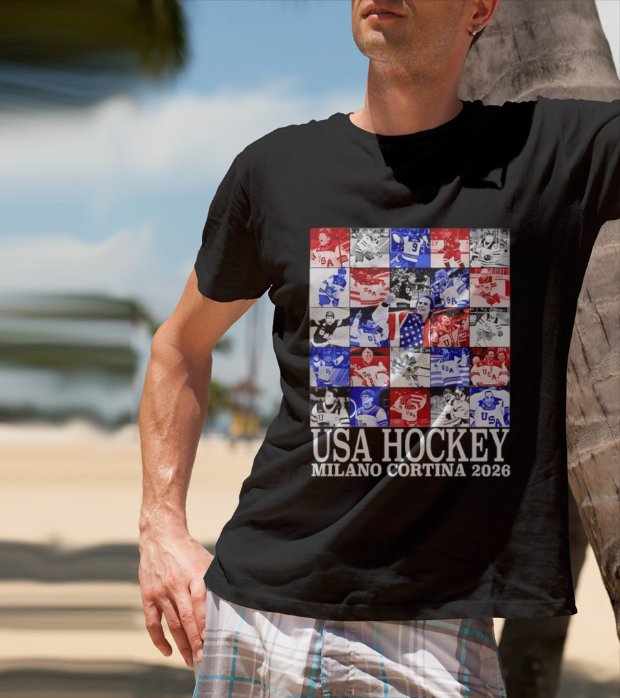USA Hockey Team Collage Milano Cortina 2026 T-Shirt