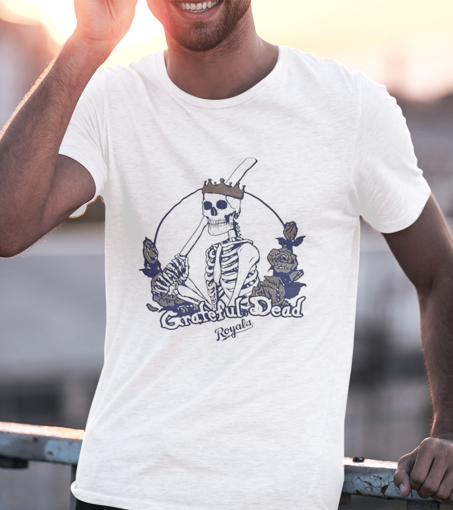 Grateful Dead Skeleton Kansas City Royals Roses T-Shirt