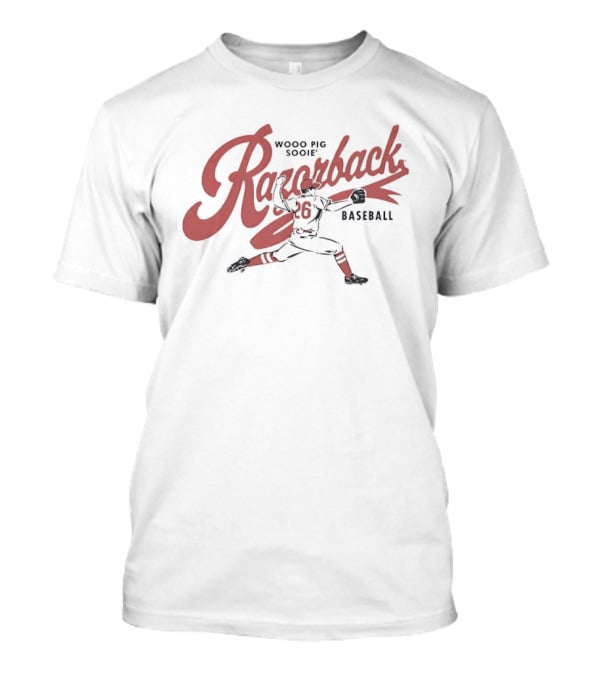 Tate McGuire 26 Arkansas Razorbacks Baseball Woo Pig Sooie T-Shirt