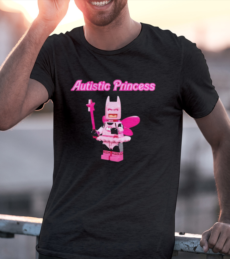 Autistic Princess Pink Batman Figurine With Fairy Wings And Wand T-Shirt