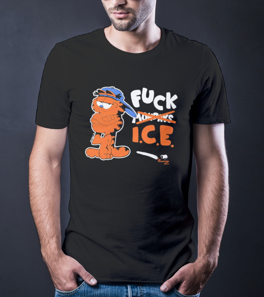 F*** ICE Orange Cat With Blue Hat T-Shirt