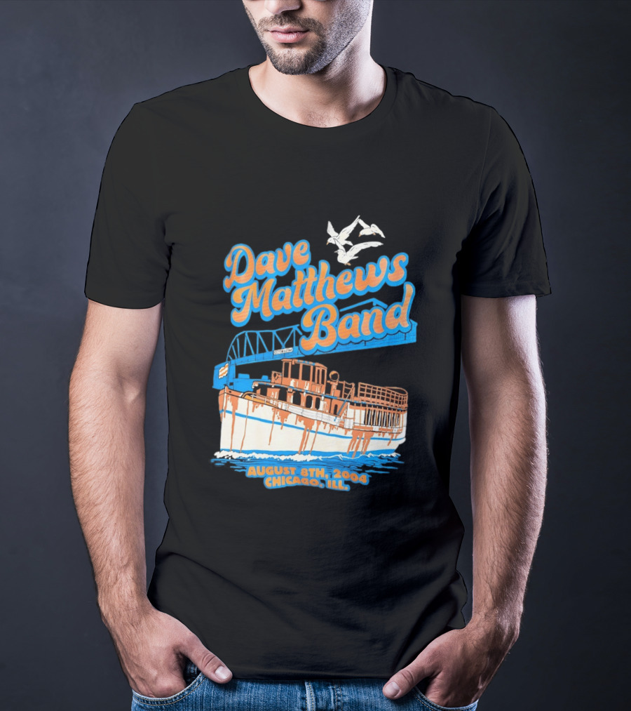 Dave Matthews Band August 8th 2004 Chicago Ill Blue Orange Boat Concert T-Shirt