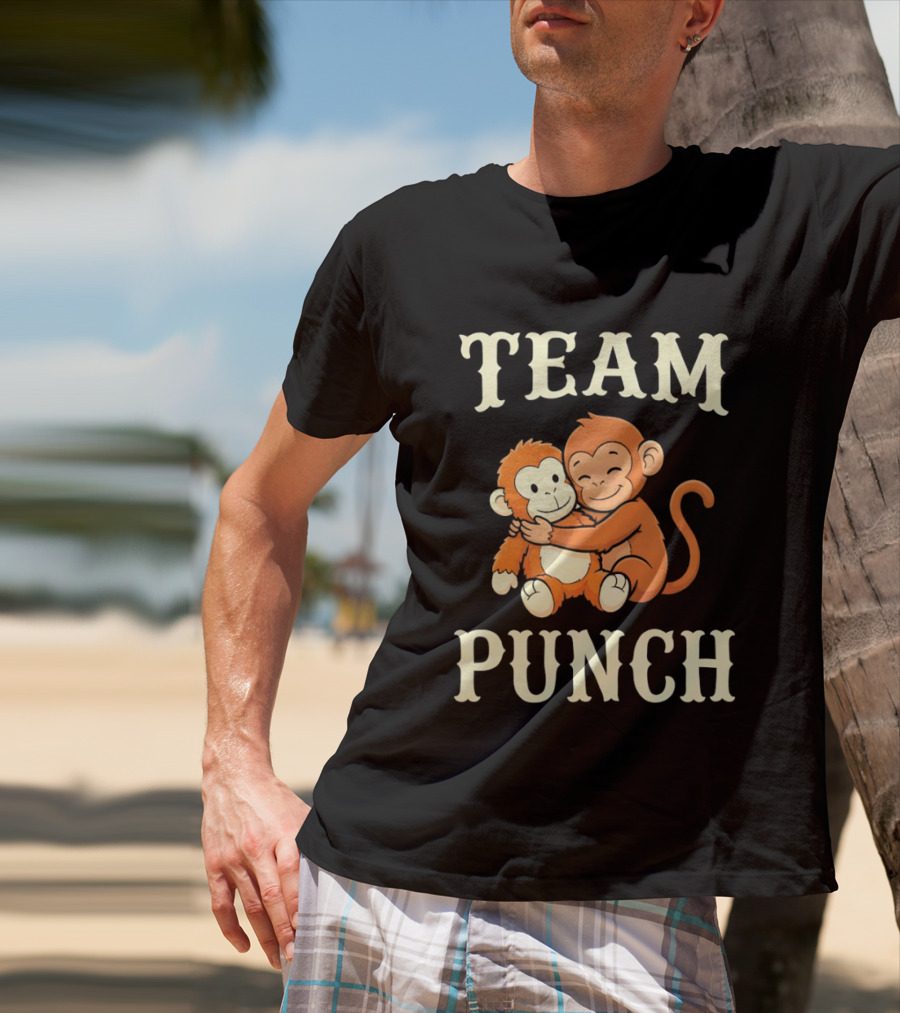 Team Punch Monkey Hugging Companions T-Shirt
