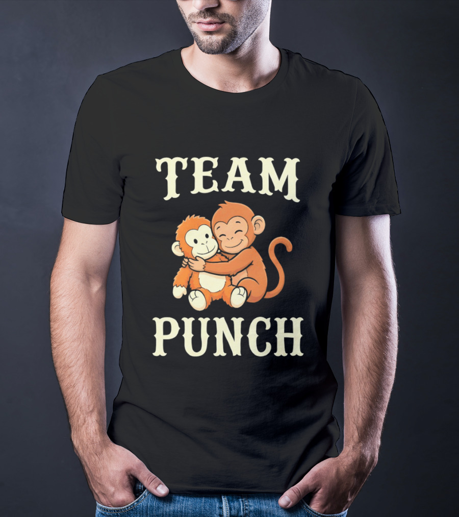 Team Punch Monkey Hugging Companions T-Shirt
