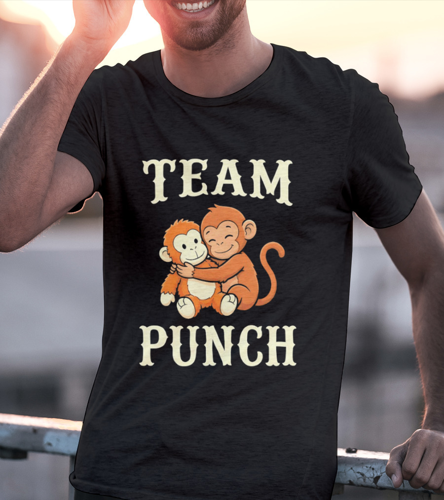 Team Punch Monkey Hugging Companions T-Shirt